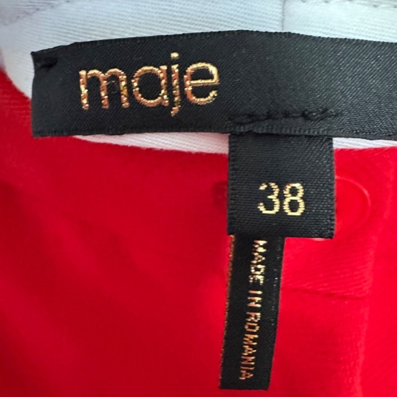 Maje Italian Casual Tailored Crepe Crop Pant in Red 6/8 38 - Picture 4 of 8